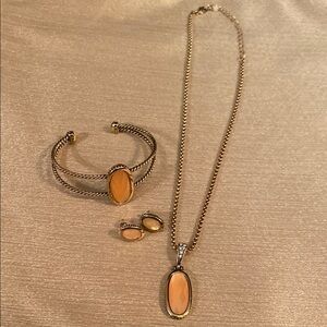 Avon Elegant Gold and Orange Jewelry Set - Sleek and Polished